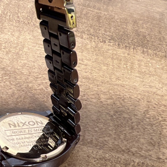 Nixon Men\'s The Time Teller Brown Ceramic‎ Quartz Watch - Untested Needs Battery main image 9